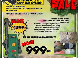 Ryobi 1200W High-Pressure Washer 100 Bar