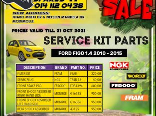 Ford Figo 1.4 2010 – 2015 Service Kit Parts!