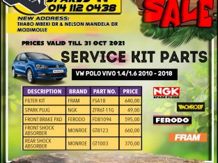 VW POLO VIVO 1.4 /1.6 2010 – 2018 Service Parts!