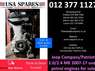 Jeep Compass 2.0/2.4 MK 2007-18 used petrol engines for sale