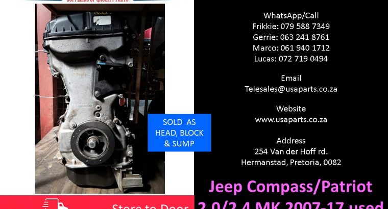 Jeep Compass 2.0/2.4 MK 2007-18 used petrol engines for sale