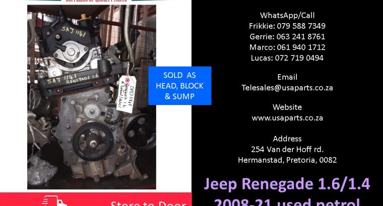 Jeep Renegade 1.6/1.4 2008-21 used petrol engines for sale