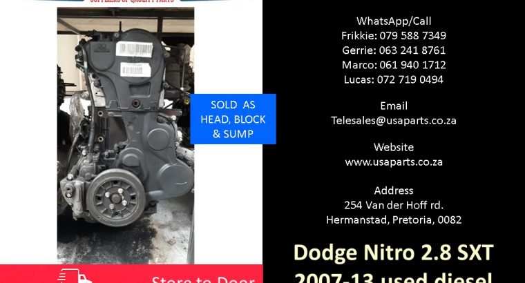 Dodge Nitro 2.8 sxt 2007-13 used diesel engines for sale