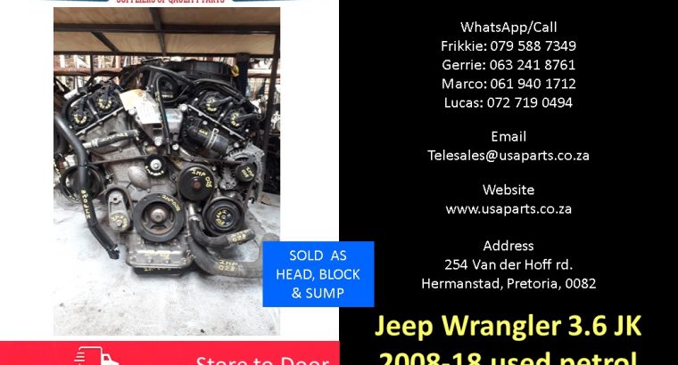 Jeep Wrangler 3.6 JK 2008-18 used petrol engines for sale
