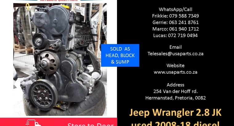 Jeep Wrangler 2.8 JK 2008-18 used diesel engines for sale