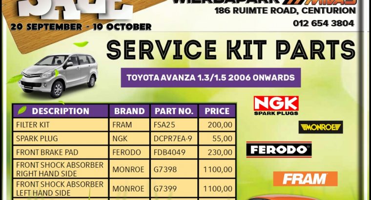 Toyota Avanza 1.3/1.5 2006 Onwards!