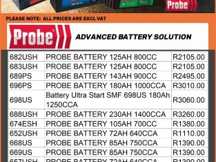 TRUCKING GOOD PRICES on Probe Batteries at Witbank Midas!