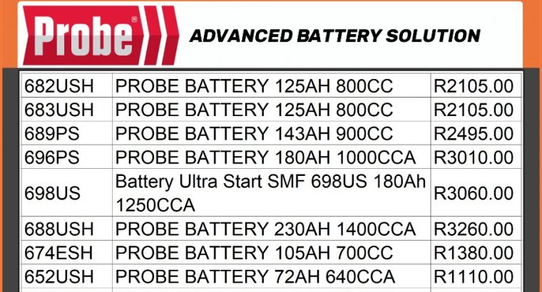 TRUCKING GOOD PRICES on Probe Batteries at Witbank Midas!