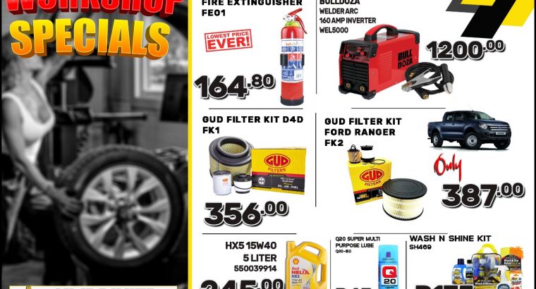 WorkShop Specials at Kliprivier Auto Spares!!!
