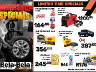 WorkShop Specials at Midas Bela-Bela!!