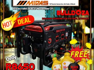 Get the BullDoza BD6500 Generator Petrol E/Start for ONLY R8650!