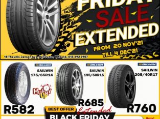 Save BIG on your favourite Tyre brands this BLACK FRIDAY!