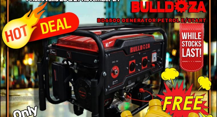 Get the BullDoza BD6500 Generator Petrol E/Start for ONLY R8650!
