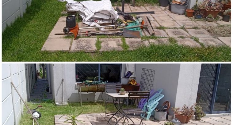 Artificial grass, paving and irrigation
