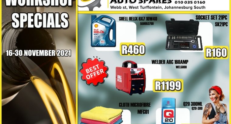 Kliprivier Auto Spares Workshop Specials 16-30 November 2021