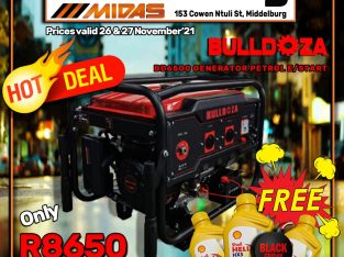 Get the BullDoza BD6500 Generator Petrol E/Start for ONLY R8650!