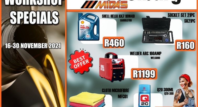 Middelburg Midas Workshop Specials 16-30 November 2021