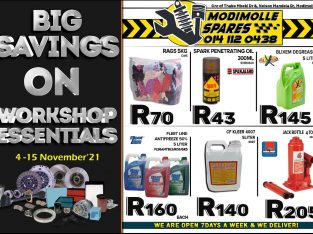 Modimolle Spares Workshop Specials 4-15 November 2021