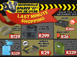 Check out these Last Minute Shopping deals at Modimolle Spares!