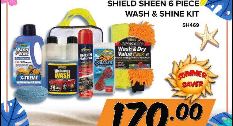 Shield Sheen 6 Piece Wash & Shine Kit for the LOW price of R170.