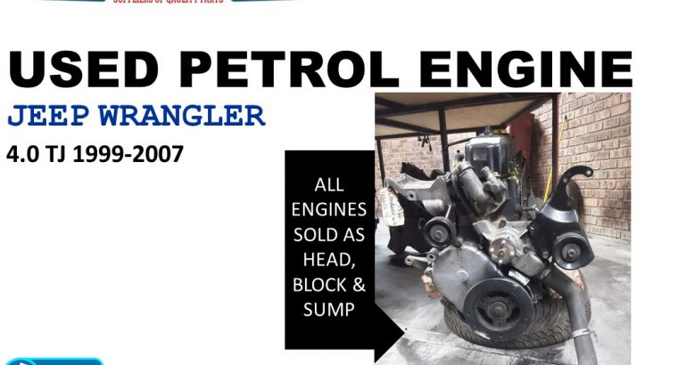 Jeep Wrangler 4.0 TJ 1999-07 used petrol engine for sale