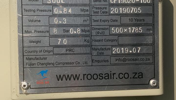 Air Receiver ROOS AIR RA-300L, 300Lt