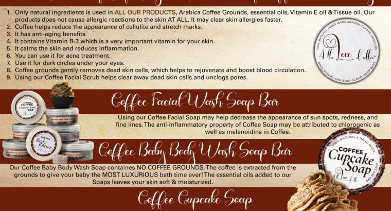 4 The Love of Coffee Body Scrubs and Soap Bars