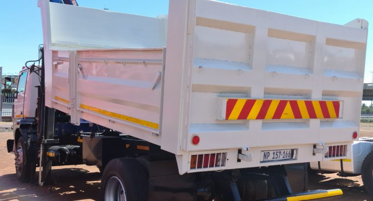 2013 Tata 1518c 6m³ Tipper with PM8 Crane truck for sale.