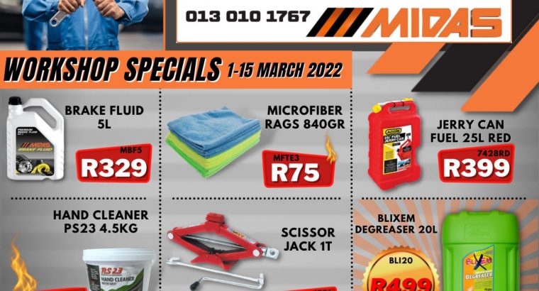 WORKSHOP SPECIALS 1-15 MARCH 2022