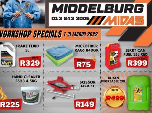 WORKSHOP SPECIALS 1-15 MARCH 2022