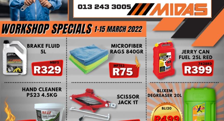 WORKSHOP SPECIALS 1-15 MARCH 2022