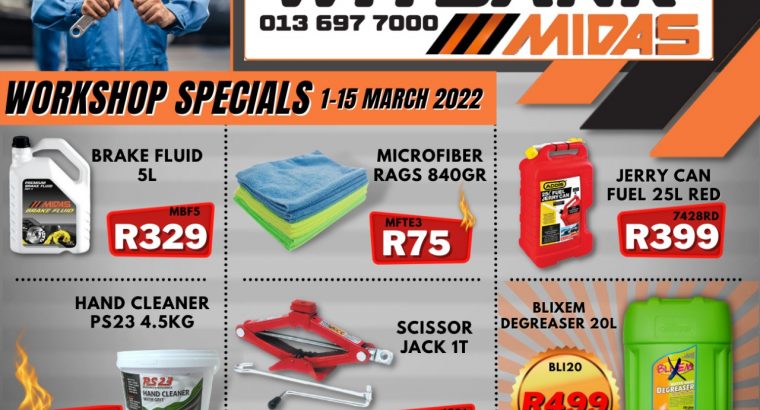 WORKSHOP SPECIALS 1-15 MARCH 2022