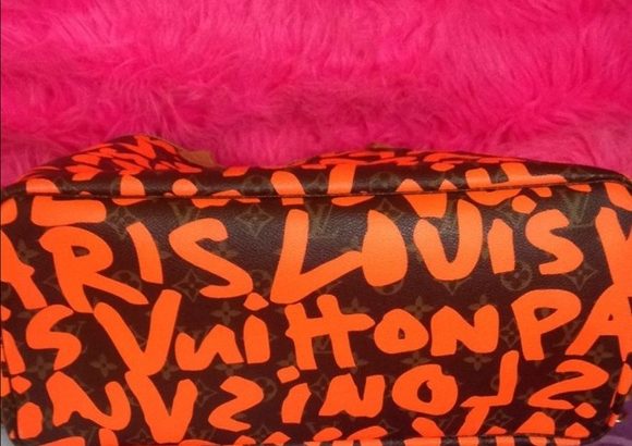 Stephen Sprous used stunning Graffiti Orange neverfull tote bag