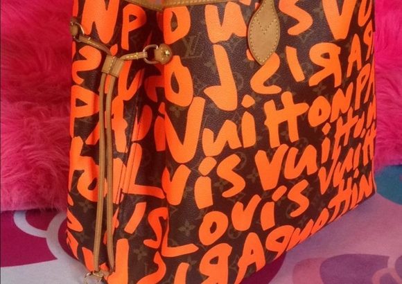 Stephen Sprous used stunning Graffiti Orange neverfull tote bag