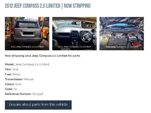 2012 Jeep Compass 2.0 Manual stripping for used spares