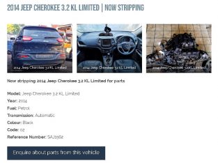 2014 Jeep Cherokee 3.2 KL automatic stripping for used spares