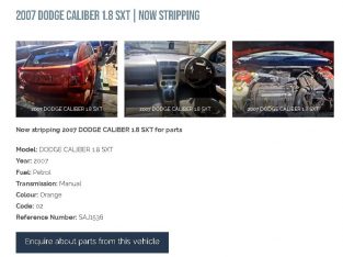 2007 Dodge Caliber 1.8 SXT manual stripping for used spares