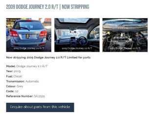 2009 Dodge Journey 2.0 RT automatic stripping for used spares
