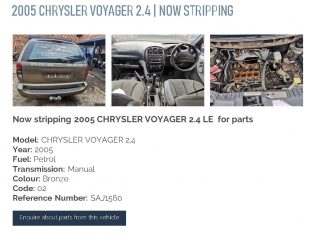 2005 Chrysler Voyager 2.4 manual stripping for used spares