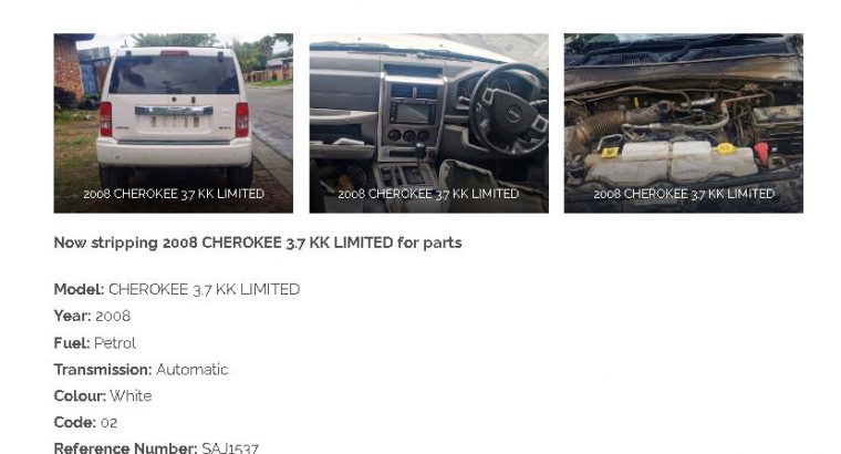 2008 Jeep Cherokee 3.7 KK automatic stripping for used spares
