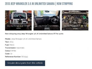 2013 Jeep Wrangler 3.6 JK automatic stripping for used spares