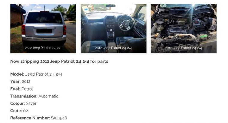 2012 Jeep Patriot 2.4 automatic stripping for used spares