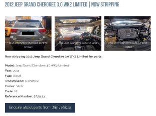 2012 Jeep Grand Cherokee 3.0 WK2 auto stripping for used spares