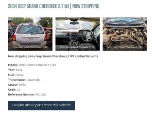 2004 Jeep Grand Cherokee 2.7 WJ auto stripping for used spares