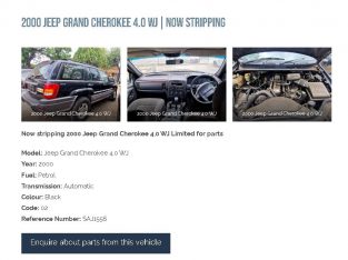 2000 Jeep Grand Cherokee 4.0 WJ auto stripping for used spares