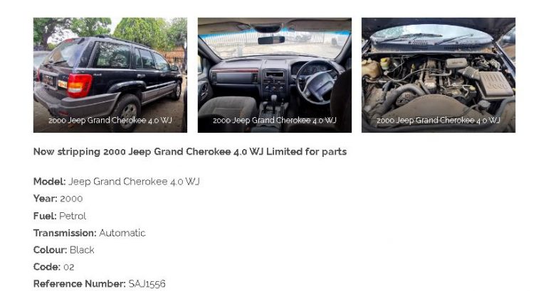 2000 Jeep Grand Cherokee 4.0 WJ auto stripping for used spares