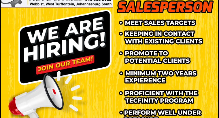 Join our team! We are looking for a Counter Salesperson!