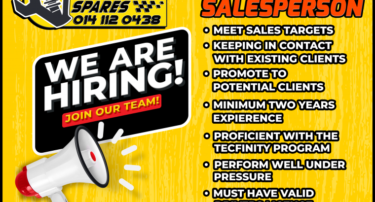 Join our team! We are looking for a Counter Salesperson!