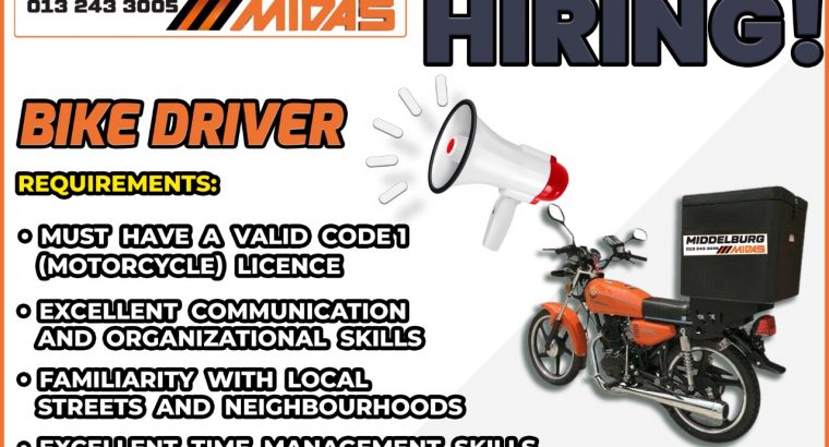 Join our team! We are looking for a Bike Driver!