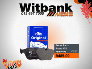 Front ATE Brake Pads for Polo Vivo ONLY R485.00.